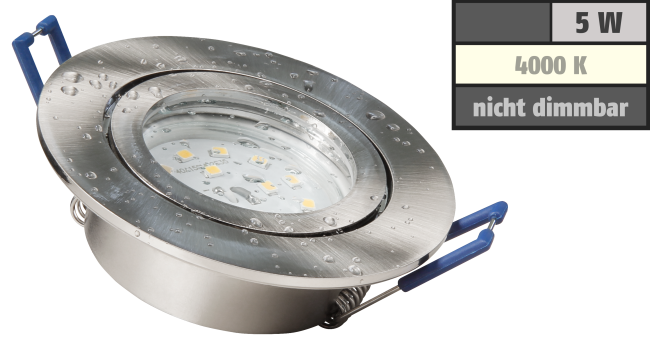 LED-Einbauleuchte McShine Flatty Ø83mm, 5W, 400lm, neutralweiß, IP44
