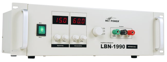 Netzgerät McPower LBN-1990 19, 3 regelbare Bereiche 0-15V, 0-30V, 0-60V, 900W, max. 60A
