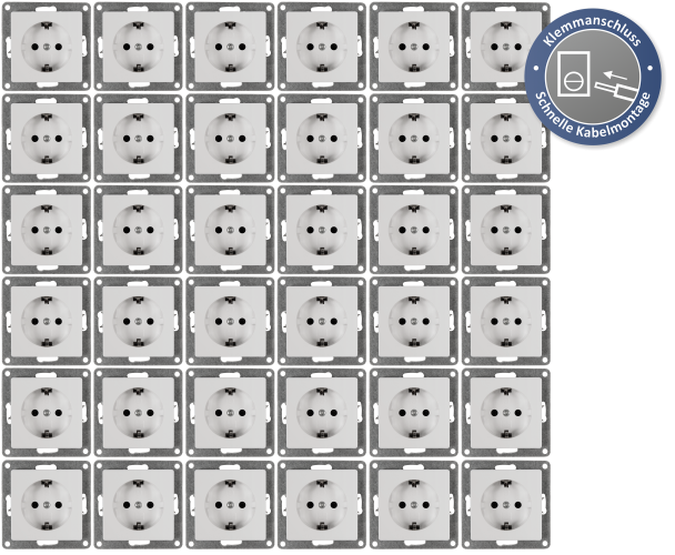 Schutzkontakt-Steckdose McPower Cup 250V~/16A, UP, Klemmanschluss, 36er-Pack
