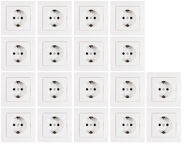 Schutzkontakt-Steckdose McPower Flair 250V~/16A, 18er-Pack, inkl. Rahmen
