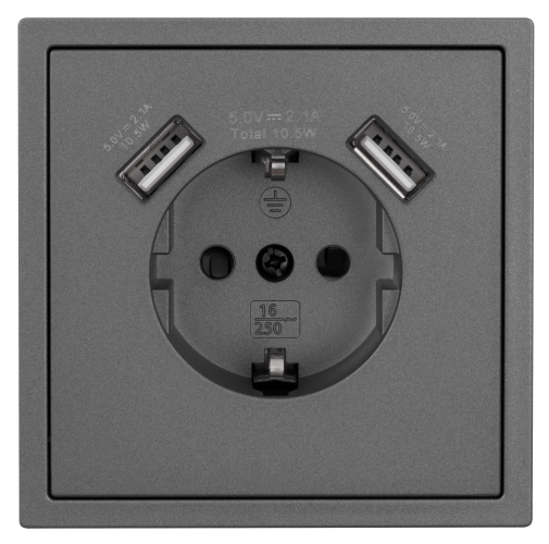 Schutzkontakt-Steckdose McPower Shallow 2x USB-A - 5V/2,1A
