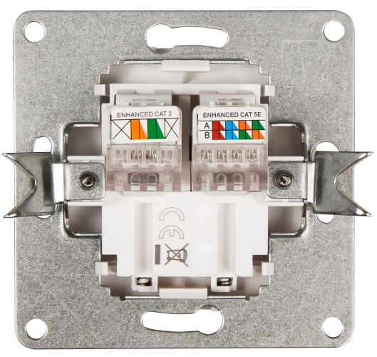 RJ45 + RJ11 Dose McPower Cup für ISDN, Cat, UP, weiß
