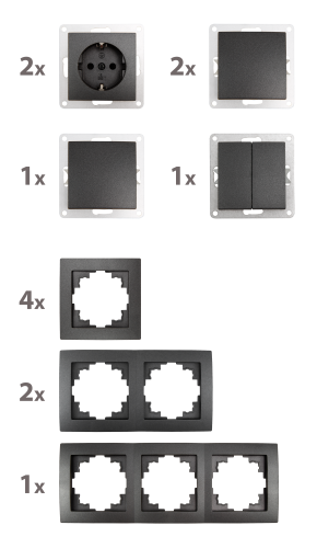 Schalter und Steckdosen Set McPower Flair Flur 13-teilig, anthrazit
