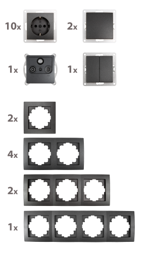 Schalter und Steckdosen Set McPower Flair Komfort 23-teilig, anthrazit
