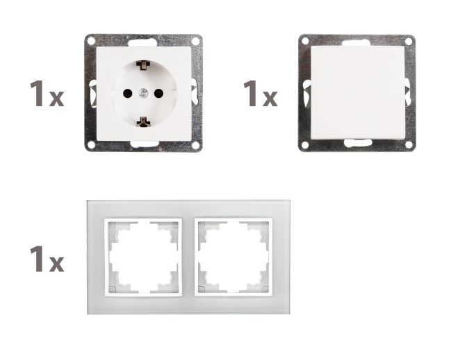 Schalter und Steckdosen Set McPower Flair Tür 2-fach-Style Profi Glasrahmen
