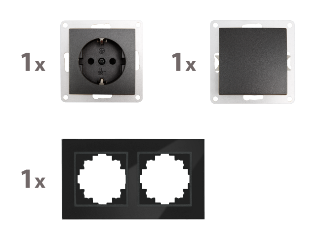 Schalter und Steckdosen Set McPower Flair Tür 2-fach-Style Profi Glasrahmen
