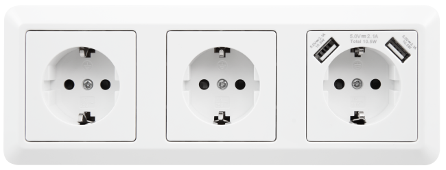 Steckdosenblock McPower Cup Aufbau, weiß, 3-fach Schutzkontakt + USB
