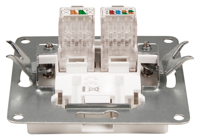 RJ45 + RJ11 Dose McPower Cup für ISDN, Cat, UP, weiß
