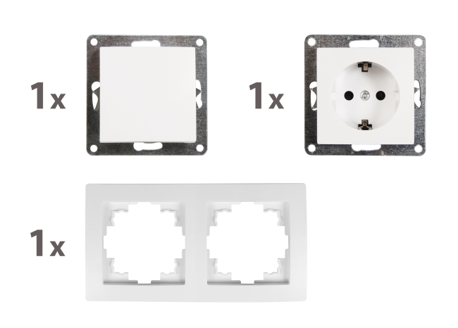 Schalter und Steckdosen Set McPower Flair Tür 2-fach, weiß, 3-teilig
