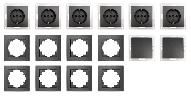 Schalter und Steckdosen Set McPower Flair Einsteiger 16-teilig, anthrazit
