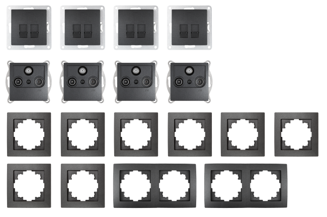 Schalter und Steckdosen Set McPower Flair Multimedia 18-teilig, anthrazit
