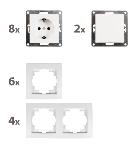 Schalter und Steckdosen Set McPower Flair Standard Profi, 20-teilig, Klemmanschluss
