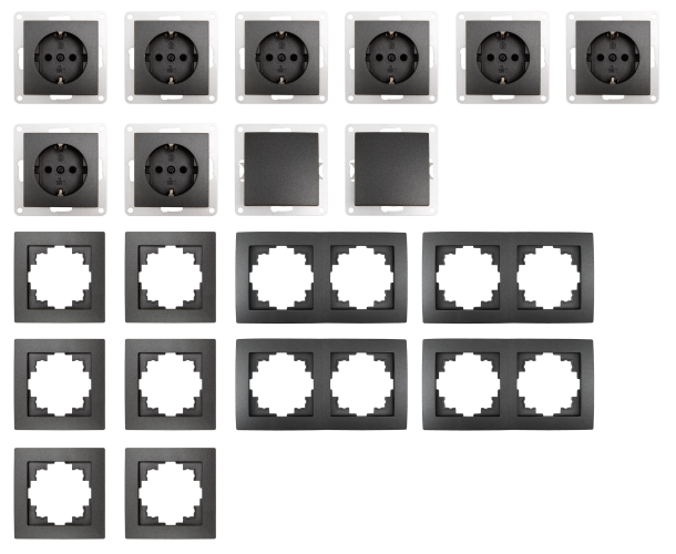 Schalter und Steckdosen Set McPower Flair Standard 20-teilig, anthrazit
