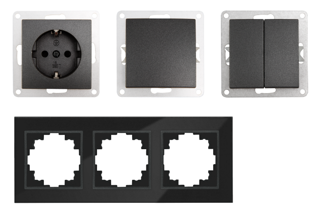 Schalter und Steckdosen Set McPower Flair Tür 3-fach-Style Glasrahmen
